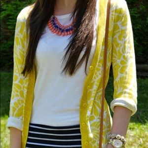 Old Navy Yellow & White Cardigan ~ M